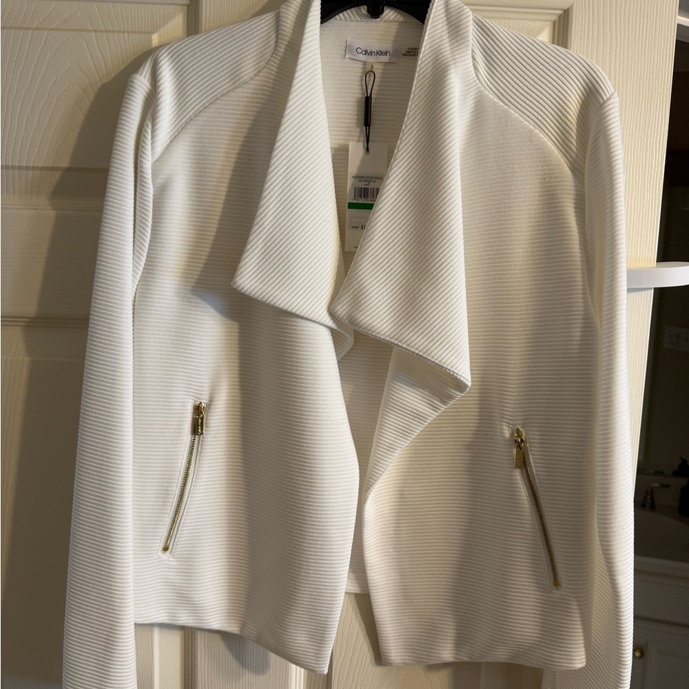 Calvin Klein White Blazer with Gold Accents